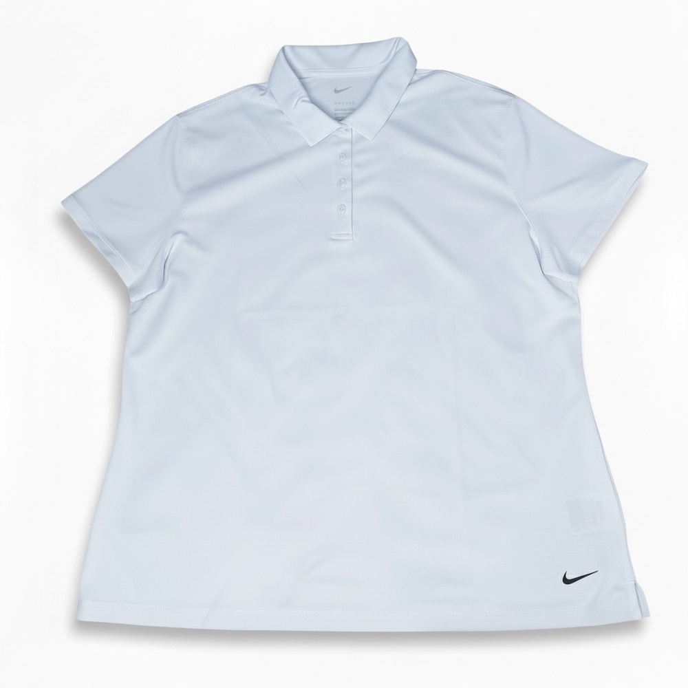 Nike Dri Fit Womens Polo Golf Shirt Top Slinky Knit Gray Blue XL NWOT